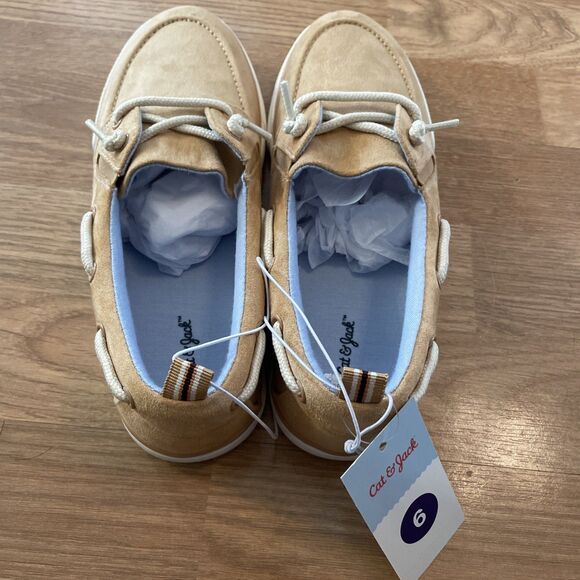 Cat & Jack Kids Boat Shoes Beige Size 6 Sneakers NIB - Picture 7 of 14